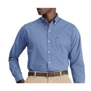 IZOD Men's XXL Long Sleeve Performance Comfort Woven Shirt Estate Blue Grid NWT